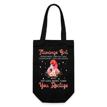 Flamingo-Mädchen Weiß Mehr als sie Sagt Lustig - Geschenkbeutel für Flaschen - Schwarz - Vorne