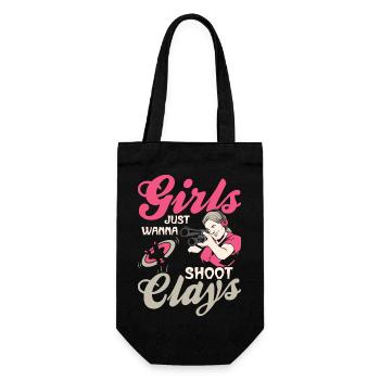 Girls Just Wanna Shoot Clays Trapshooting Skeet Sh - Geschenkbeutel für Flaschen - Schwarz - Vorne