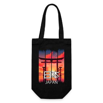 Japanese Torii Gate at Sunset – Anime Shirt - Gift Bag for Bottles - black - Front