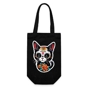 Cat Mexico - Dia de los Muertos - Gift Bag for Bottles - black - Front