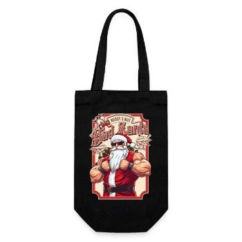 Bath Santa Claus Muscles Strong Christmas - Gift Bag for Bottles - black - Front