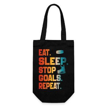 Eat Sleep Stop goals Repeat Hockey Lover gift - Gift Bag for Bottles - black - Front