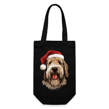 Otterhound Hund Weihnachten Kopf - Geschenkbeutel für Flaschen - Schwarz - Vorne