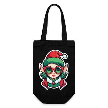 Elf Christmas Drawing - Gift Bag for Bottles - black - Front
