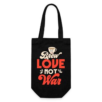 Brew love, not war Tea Bag Mug Tea Drinker - Geschenkbeutel für Flaschen - Schwarz - Vorne