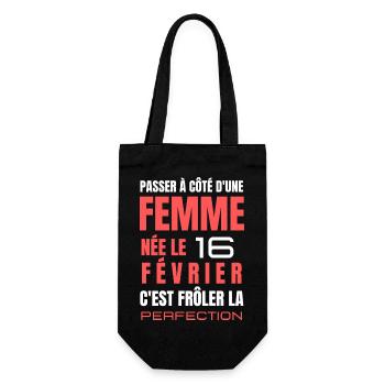 Élégance Née le 16 Février: Design Exclusif à Impr - Sac à bouteille - noir - Devant