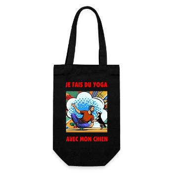 Ich mache Yoga mit meinem Hund - Geschenkbeutel für Flaschen - Schwarz - Vorne