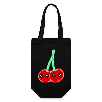 Cerises cerises rétro Vintage 70 ' s Geisha - Sac à bouteille - noir - Devant