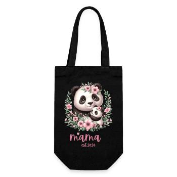 Mama est 2024 I Panda Bear Mum I First Time Mom - Geschenkbeutel für Flaschen - Schwarz - Vorne