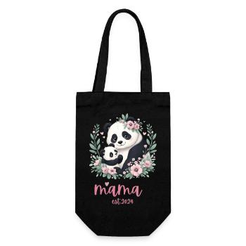 Mama est 2024 I Panda Bear Mum I First Time Mom - Geschenkbeutel für Flaschen - Schwarz - Vorne