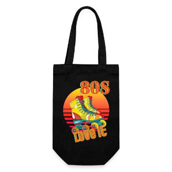 Rollschuhe 80er Retro Vintage - Geschenkbeutel für Flaschen - Schwarz - Vorne