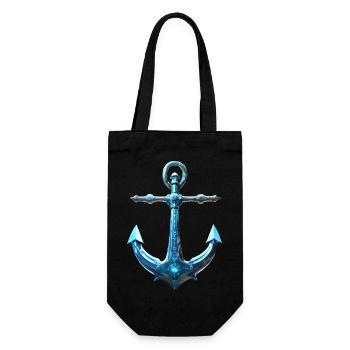 Küstendeern blauer Anker - Geschenkbeutel für Flaschen - Schwarz - Vorne
