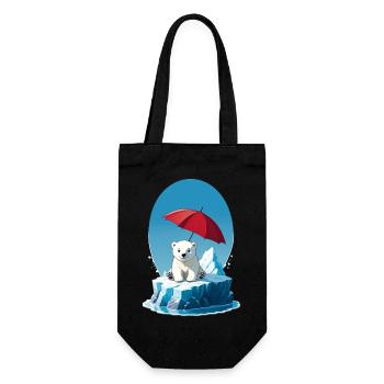 Eisbär, Eis & Sonnenschirm - Geschenkbeutel für Flaschen - Schwarz - Vorne