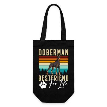 Dobermann Hunderasse Beschützer Schutzhund - Geschenkbeutel für Flaschen - Schwarz - Vorne