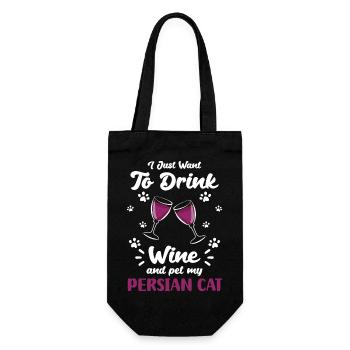 Perser Katze Katzendame Liebe Pfote - Geschenkbeutel für Flaschen - Schwarz - Vorne
