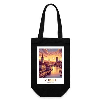 Zürich Stadt Art Design City Printing - Geschenkbeutel für Flaschen - Schwarz - Vorne