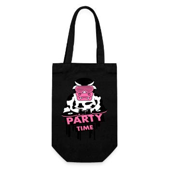 Lustige Party Time Milch Kuh Graffiti Tier Zitat - Geschenkbeutel für Flaschen - Schwarz - Vorne