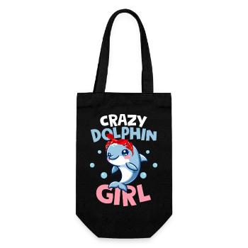 Crazy Dolphin Girl Beach Vacation Marine Biology - Gift Bag for Bottles - black - Front