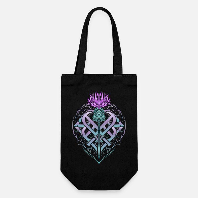 Thistle Shield Celtic Knots Thistle Lover - Gift Bag for Bottles - black