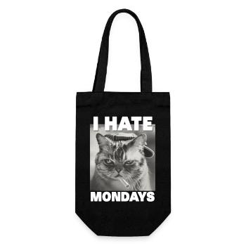 I hate mondays Spruch Katze Montag witzig - Geschenkbeutel für Flaschen - Schwarz - Vorne