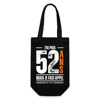 52 ans / t-shirt 52 ans / idée cadeau 52 ans - Sac à bouteille - noir - Devant