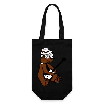 Seated Bear Brown Bear Plays Guitar Guitarist - Gift Bag for Bottles - black - Front