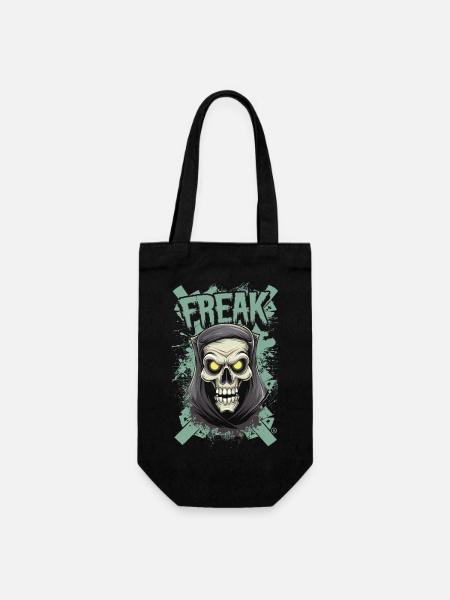 Freak - Skull, Totenkopf - Geschenkbeutel für Flaschen - Schwarz