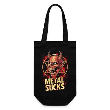 Metal Sucks Skull mit Pentagramm, Totenkopf - Geschenkbeutel für Flaschen - Schwarz - Vorne