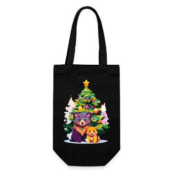 17 Mama Bear Baby Child Bear Christmas Tree Family - Gift Bag for Bottles - black - Front