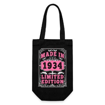Vintage Born in 1934 made in 1934 91 years old. Art_20 - Gift Bag for Bottles - black - Front