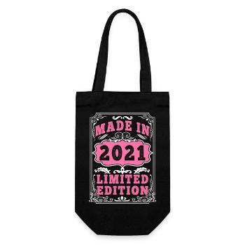Jahrgang: Jahrgang 2021, hergestellt im Jahr 2021, 4 Jahre alt. Art_202 - Geschenkbeutel für Flaschen - Schwarz - Vorne