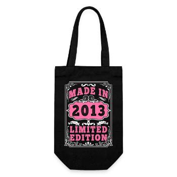 Vintage Born in 2013 made in 2013 12 years old. Art_20 - Gift Bag for Bottles - black - Front