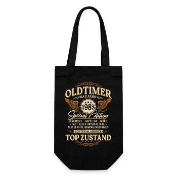 Oldtimer Baujahr 1985 Jahrgang Geburtstag Geschenk - Geschenkbeutel für Flaschen - Schwarz - Vorne