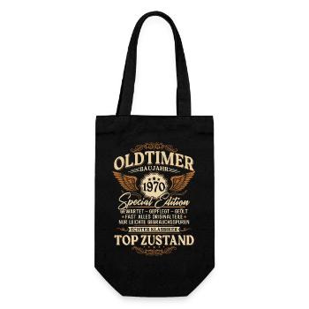 Oldtimer Baujahr 1970 Jahrgang Geburtstag Geschenk - Geschenkbeutel für Flaschen - Schwarz - Vorne