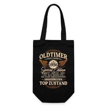 Oldtimer Baujahr 1956 Jahrgang Geburtstag Geschenk - Geschenkbeutel für Flaschen - Schwarz - Vorne