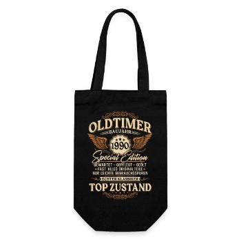 Oldtimer Baujahr 1990 Jahrgang Geburtstag Geschenk - Geschenkbeutel für Flaschen - Schwarz - Vorne