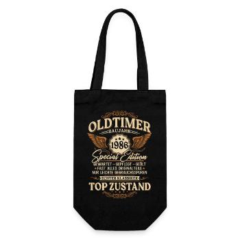Oldtimer Baujahr 1986 Jahrgang Geburtstag Geschenk - Geschenkbeutel für Flaschen - Schwarz - Vorne