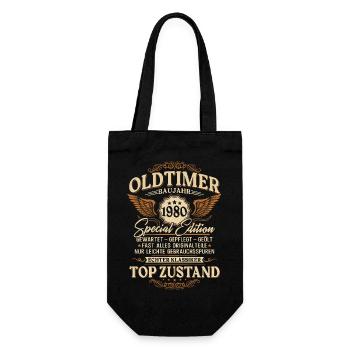 Oldtimer Baujahr 1980 Jahrgang Geburtstag Geschenk - Geschenkbeutel für Flaschen - Schwarz - Vorne