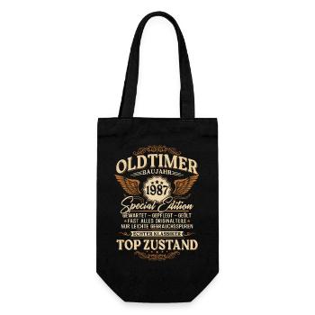 Oldtimer Baujahr 1987 Jahrgang Geburtstag Geschenk - Geschenkbeutel für Flaschen - Schwarz - Vorne