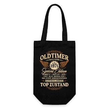 Oldtimer Baujahr 1971 Jahrgang Geburtstag Geschenk - Geschenkbeutel für Flaschen - Schwarz - Vorne