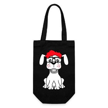 Hund Nerd Hornbrille Geek Zahnspange Schlau Lustig - Geschenkbeutel für Flaschen - Schwarz - Vorne