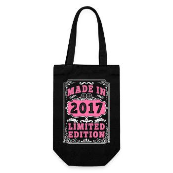 Vintage Born in 2017 made in 2017 8 years old. Art_202 - Gift Bag for Bottles - black - Front