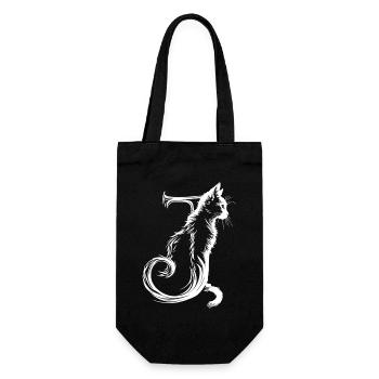 Lettre J avec chat - Sac à bouteille - noir - Devant