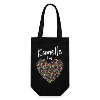 Kamelle im Herz Karneval Köln Konfetti Kölle Alaaf - Geschenkbeutel für Flaschen - Schwarz - Vorne
