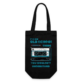 Old School Vibes – Das wirst du nicht verstehen! - Geschenkbeutel für Flaschen - Schwarz - Vorne