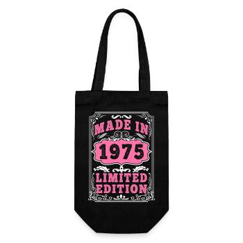 Vintage Born in 1975 made in 1975 50 years old. Art_20 - Gift Bag for Bottles - black - Front