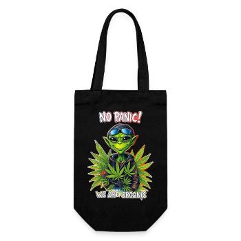 Cannabis Alien - NO PANIC WE ARE ORGANIC 2 - Gift Bag for Bottles - black - Front