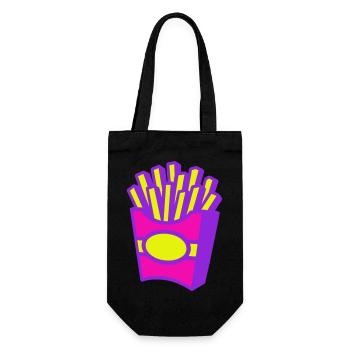 Pommes Pop-Art - Geschenkbeutel für Flaschen - Schwarz - Vorne