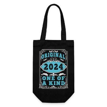 Original 2024 Vintage Retro. Geburtstag T-Shirt 2 - Geschenkbeutel für Flaschen - Schwarz - Vorne