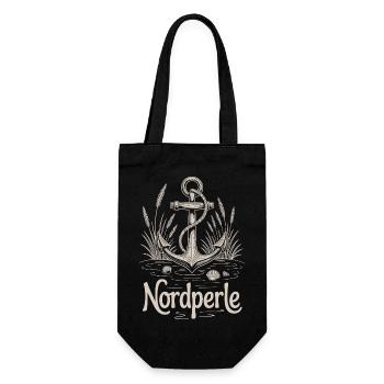 Nordperle Hamburg Nordsee Ostsee Norddeutsch Deern - Geschenkbeutel für Flaschen - Schwarz - Vorne